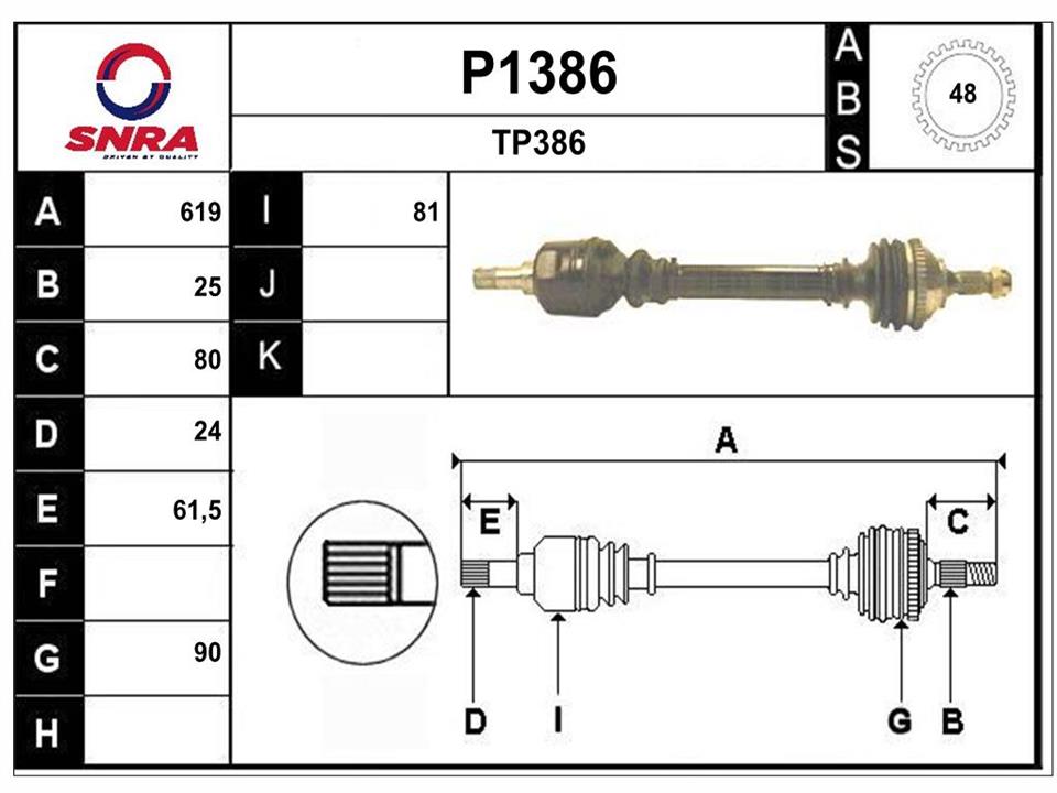 SNRA P1386 Drive shaft P1386