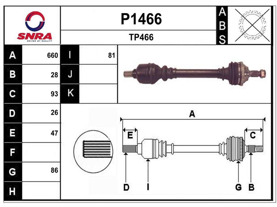 SNRA P1466 Drive shaft P1466