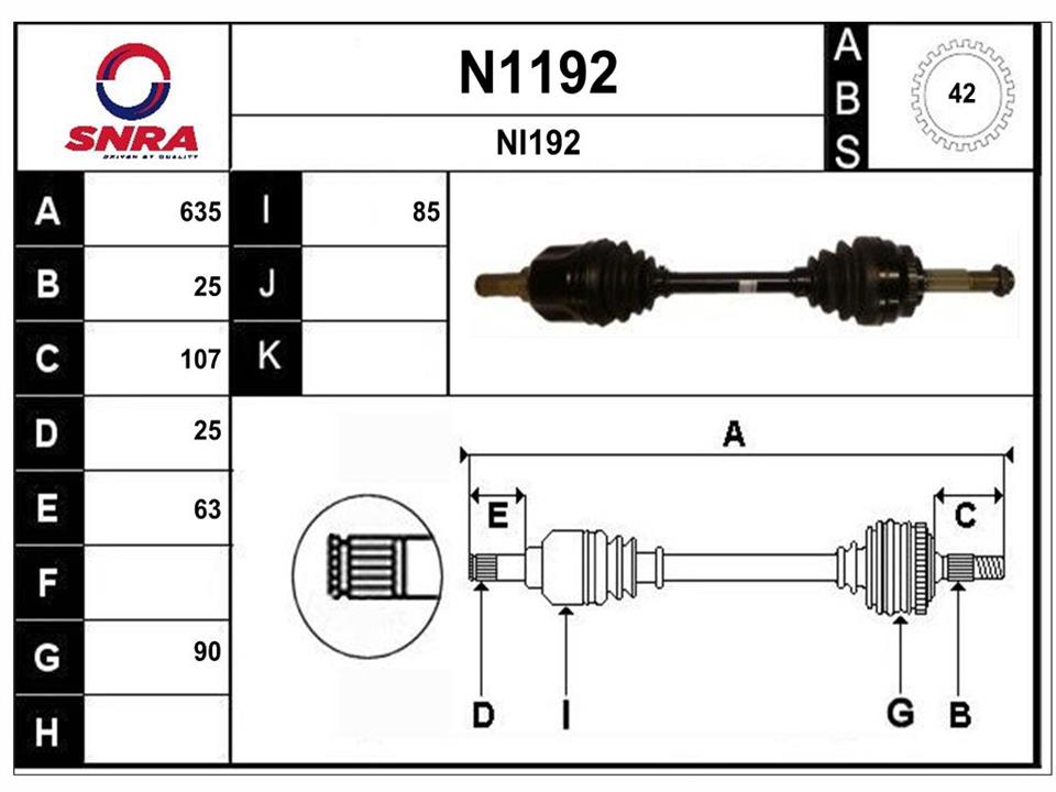 SNRA N1192 Drive shaft N1192