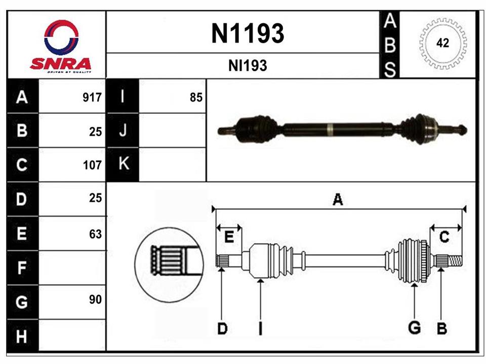 SNRA N1193 Drive shaft N1193