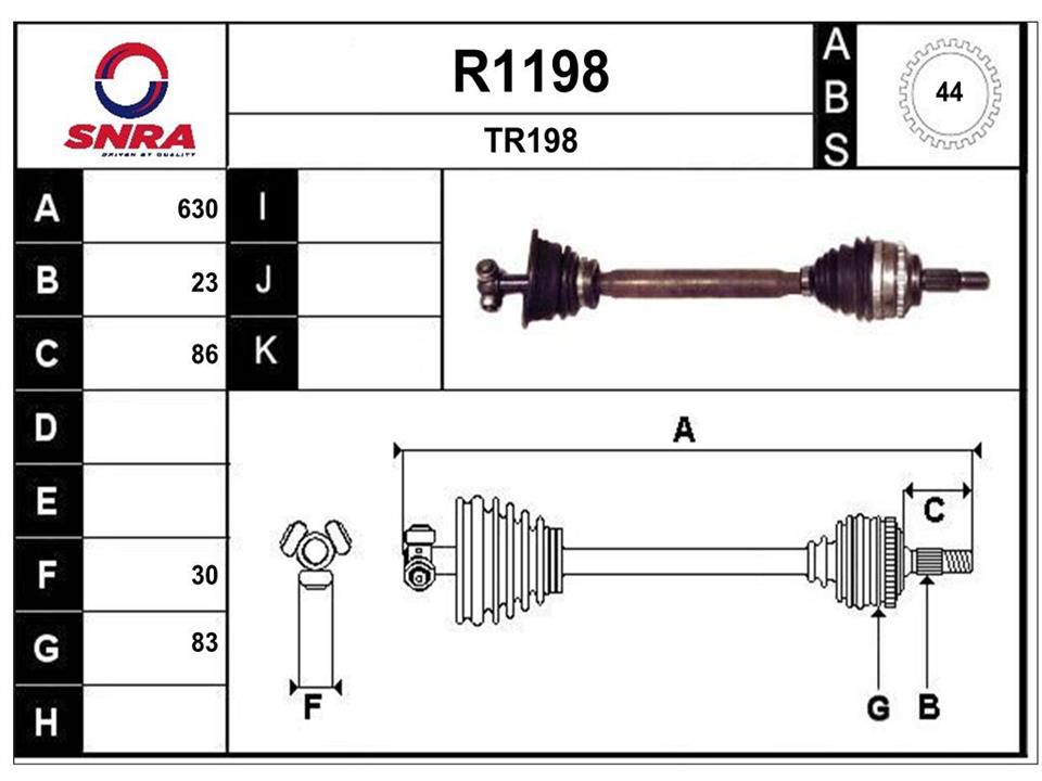 SNRA R1198 Drive shaft R1198