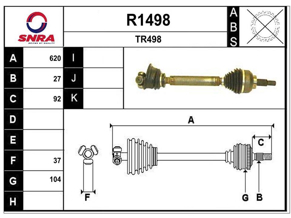 SNRA R1498 Drive shaft R1498