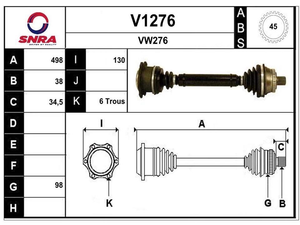 SNRA V1276 Drive shaft V1276