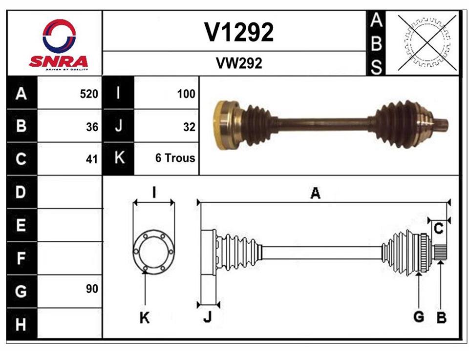 SNRA V1292 Drive shaft V1292