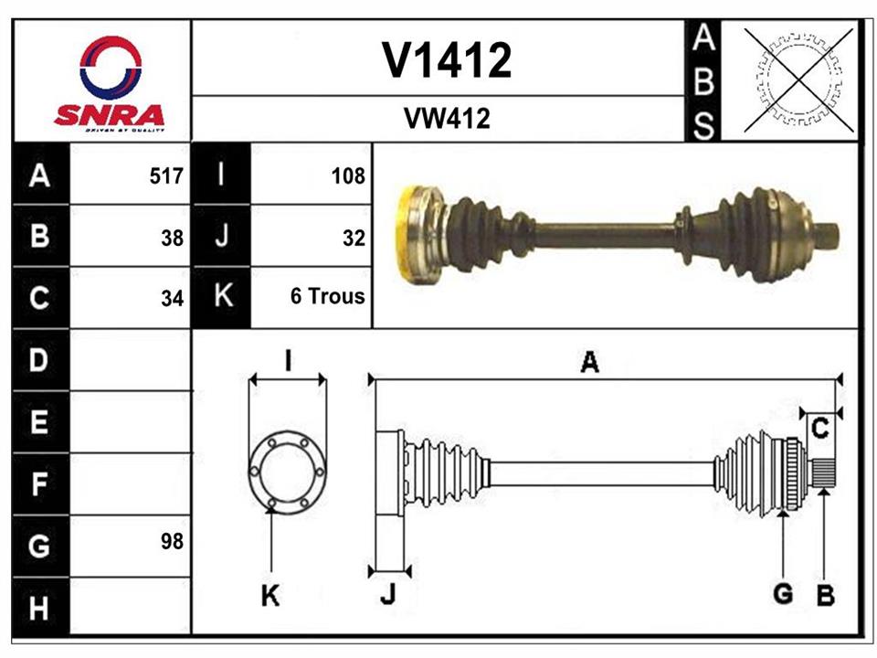 SNRA V1412 Drive shaft V1412