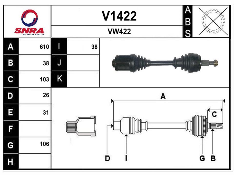 SNRA V1422 Drive shaft V1422