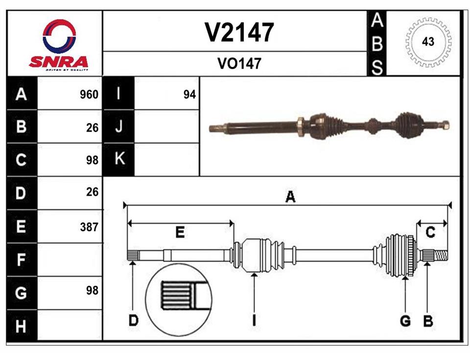 SNRA V2147 Drive shaft V2147