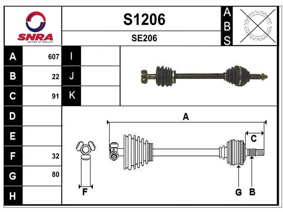 SNRA S1206 Drive shaft S1206