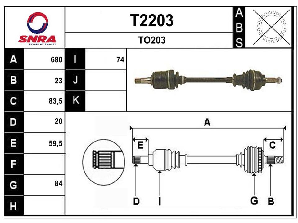 SNRA T2203 Drive shaft T2203
