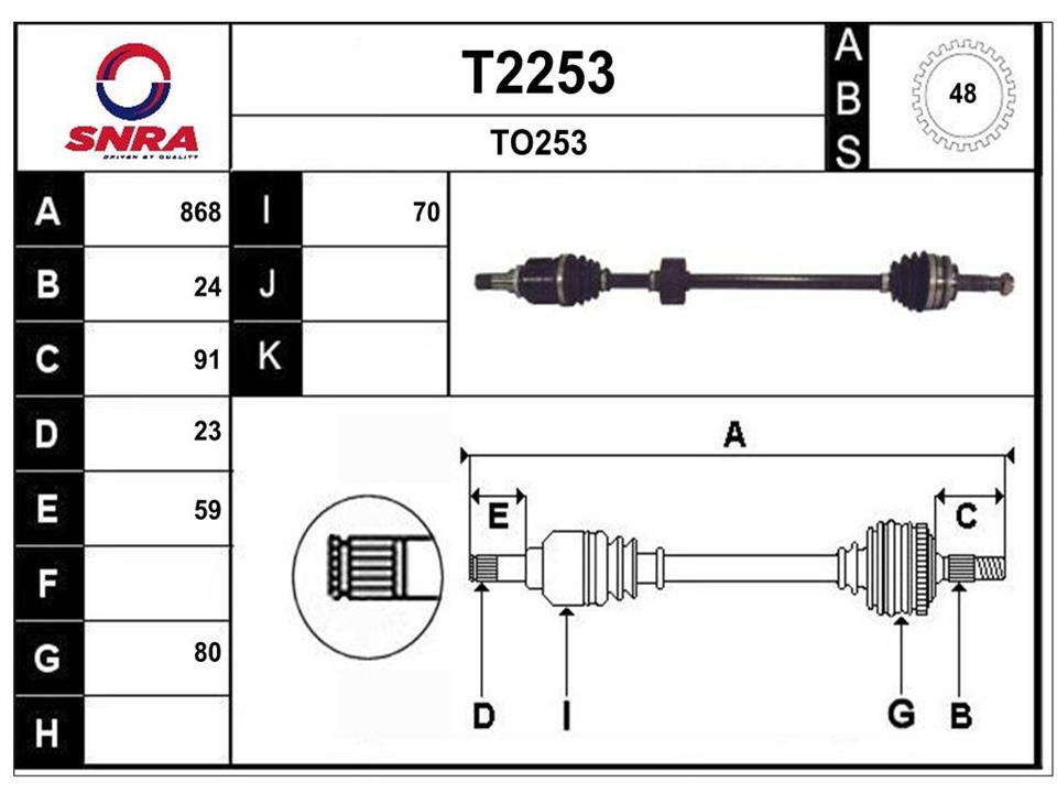 SNRA T2253 Drive shaft T2253