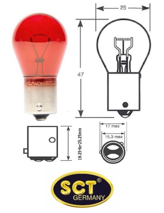 SCT 202081 Bulb red PR21W 12V 21W 202081