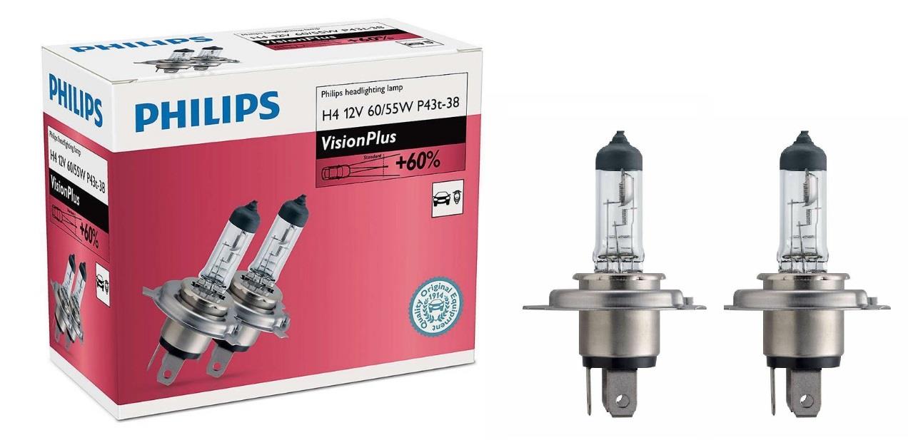 Philips 12342VPC2 Halogen lamp Philips Visionplus +60% 12V H4 60/55W +60% 12342VPC2