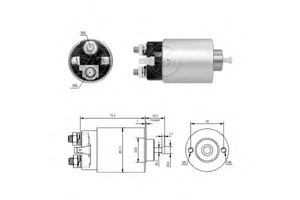 Zm 6-698 Solenoid switch, starter 6698