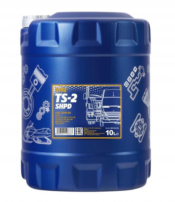 Mannol MN7102-10 Motor oil MANNOL 7102 TS-2 SHPD 20W-50 ACEA A3/B4/E7 API CH-4/SL, 10 l MN710210