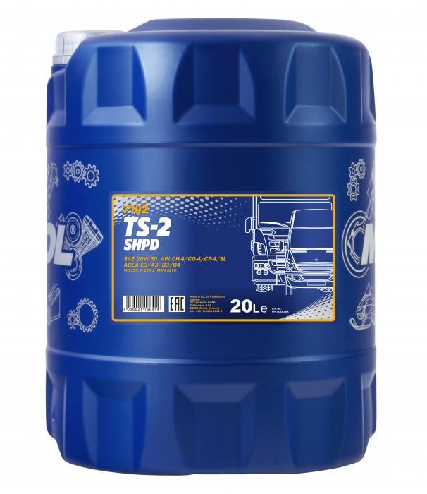 Mannol MN7102-20 Motor oil MANNOL 7102 TS-2 SHPD 20W-50 ACEA A3/B4/E7 API CH-4/SL, 20 l MN710220
