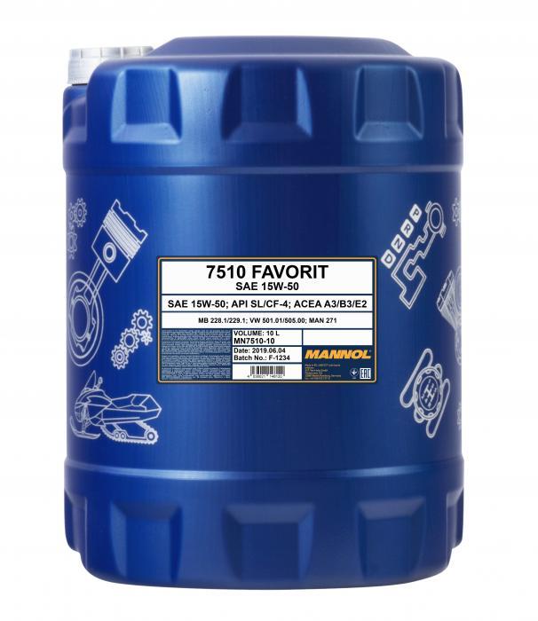 Mannol MN7510-10 Engine oil Mannol 7510 Favorit 15W-50, 10L MN751010 MN751010 Mannol Engine oil Mannol 7510 Favorit 15W-50, 10L