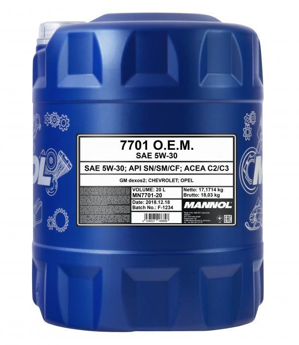 Mannol MN7701-20 Engine oil Mannol 7701 O.E.M. 5W-30, 20L MN770120