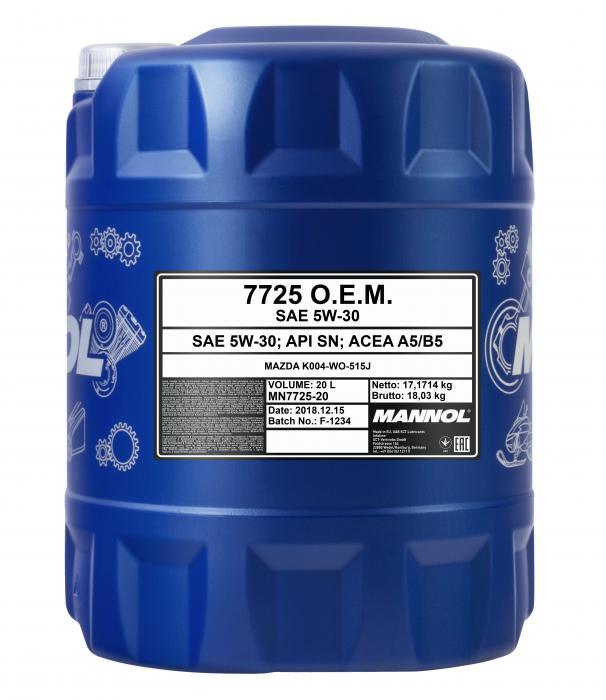 Mannol MN7725-20 Engine oil Mannol 7725 O.E.M. 5W-30, 20L MN772520