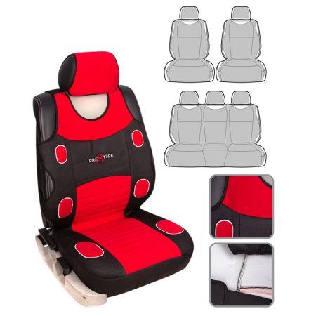 Elit UNI AG-7249/7 Milex/Prestige seat covers full set (2 front + 2 rear + 5 headrests), red UNIAG72497