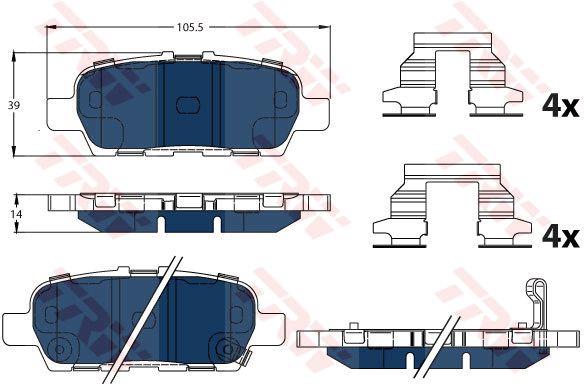 TRW GDB3332BTE Brake pad set GDB3332BTE GDB3332BTE TRW Brake pad set