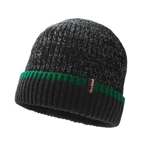 Dexshell DH353GRNSM Waterproof hat Cuffed Beanie black with a green stripe S/M 56-58 cm DH353GRNSM