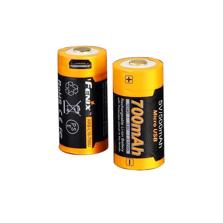 Battery 16340, ​​700 mAh Li-ion Micro USB Fenix ARB-L16-700U