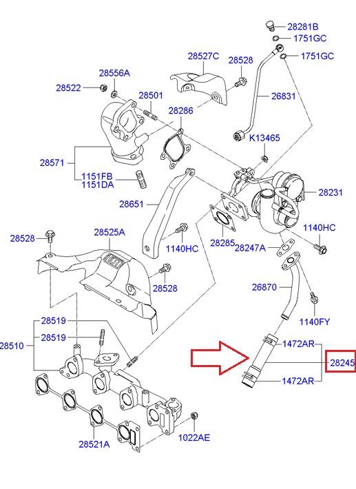 2824527900 Hyundai/Kia Breather Hose for crankcase