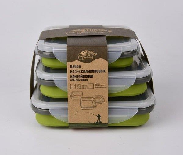 Tramp TRC-089-OLIVE Set of 3 silicone containers (400/700/1000ml), olive TRC089OLIVE