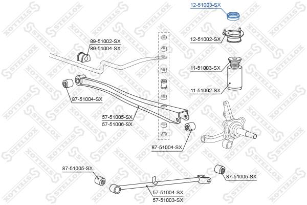Rear shock absorber support Stellox 12-51003-SX