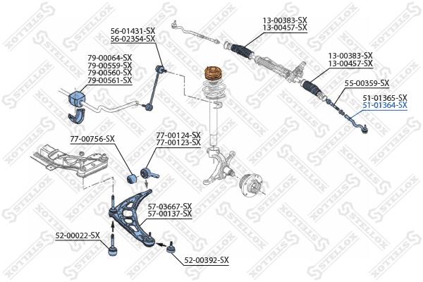 Stellox 51-01364-SX Tie rod end right 5101364SX