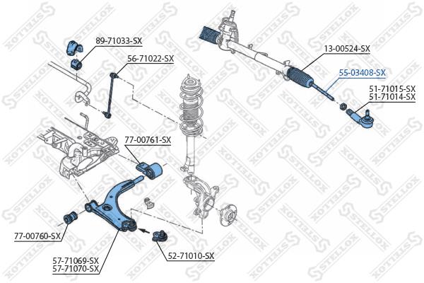 Stellox 55-03408-SX Inner Tie Rod 5503408SX