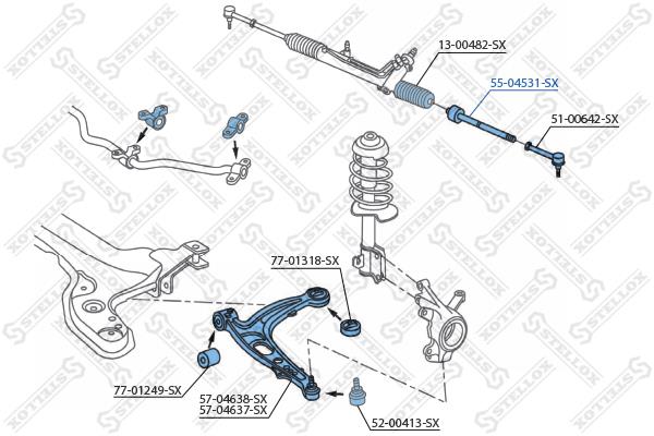 Stellox 55-04531-SX Inner Tie Rod 5504531SX