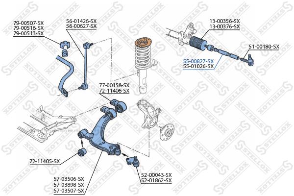 Stellox 55-00827-SX Inner Tie Rod 5500827SX