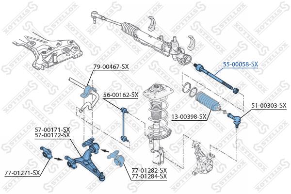 Stellox 55-00058-SX Inner Tie Rod 5500058SX