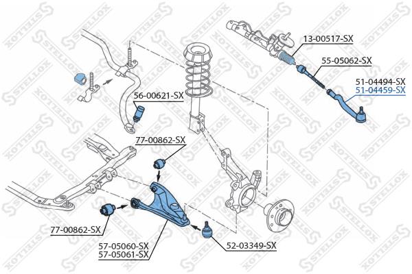 Stellox 51-04459-SX Tie rod end right 5104459SX