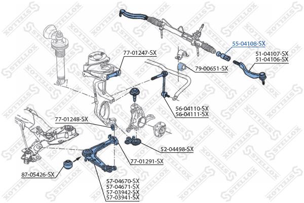 Stellox 55-04108-SX Inner Tie Rod 5504108SX