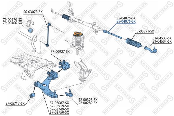 Stellox 55-04876-SX Inner Tie Rod 5504876SX