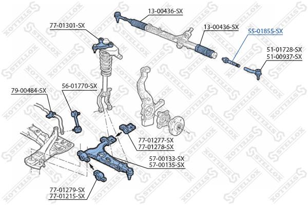 Stellox 55-01855-SX Inner Tie Rod 5501855SX