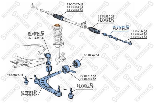 Stellox 55-01234-SX Inner Tie Rod 5501234SX