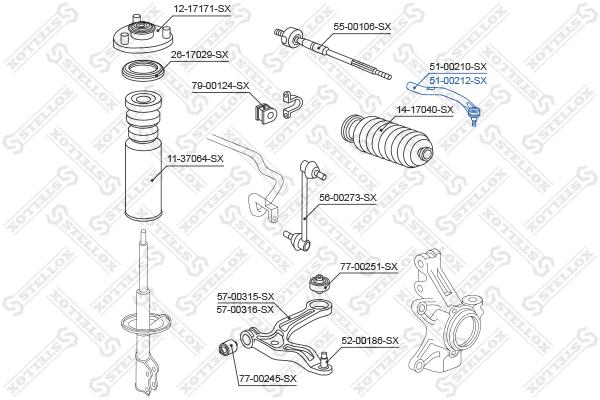 Stellox 51-00212-SX Right tie rod end 5100212SX 5100212SX Stellox Right tie rod end