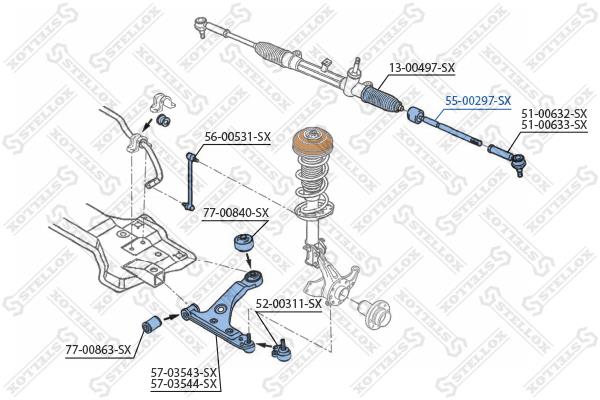 Stellox 55-00297-SX Inner Tie Rod 5500297SX