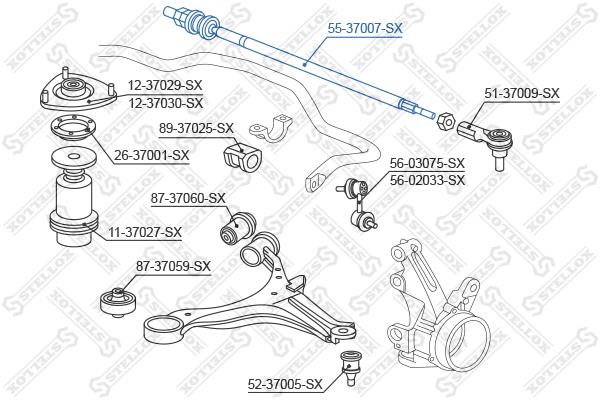 Stellox 55-37007-SX Inner Tie Rod 5537007SX