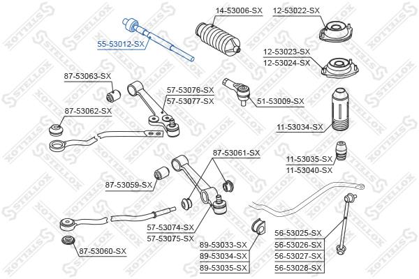 Stellox 55-53012-SX Inner Tie Rod 5553012SX