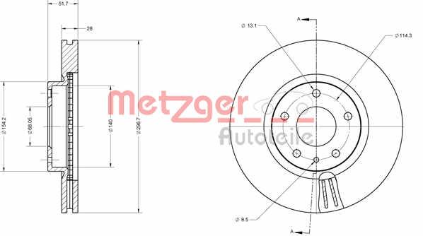 Metzger 6110730 Front brake disc ventilated 6110730