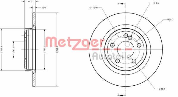 Metzger 6110732 Rear brake disc, non-ventilated 6110732
