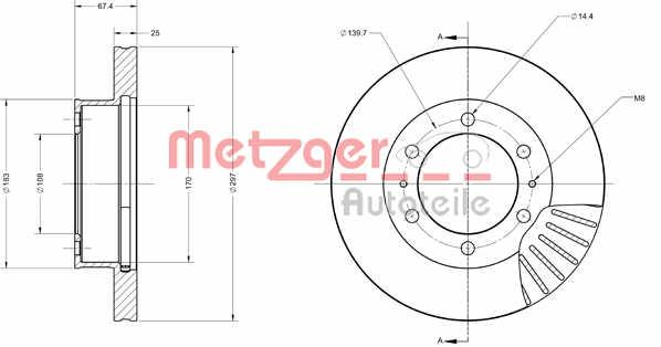 Metzger 6110739 Front brake disc ventilated 6110739