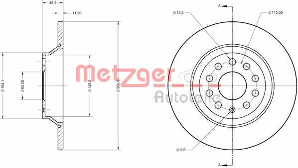 Metzger 6110747 Rear brake disc, non-ventilated 6110747