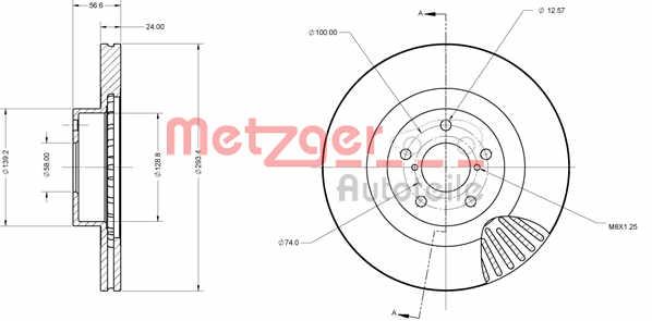 Metzger 6110750 Front brake disc ventilated 6110750