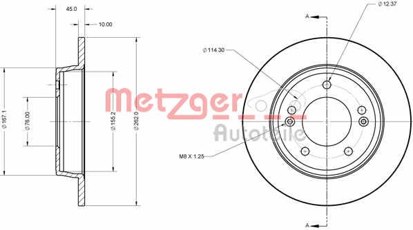 Metzger 6110751 Rear brake disc, non-ventilated 6110751