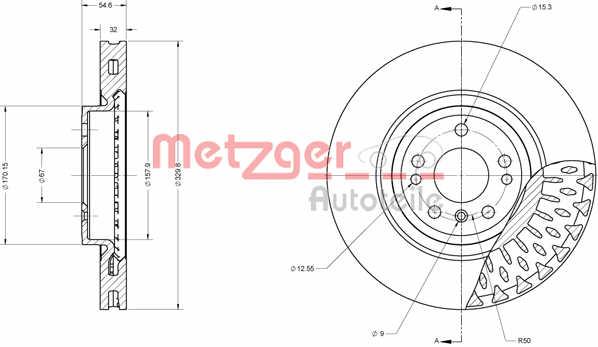 Metzger 6110757 Front brake disc ventilated 6110757